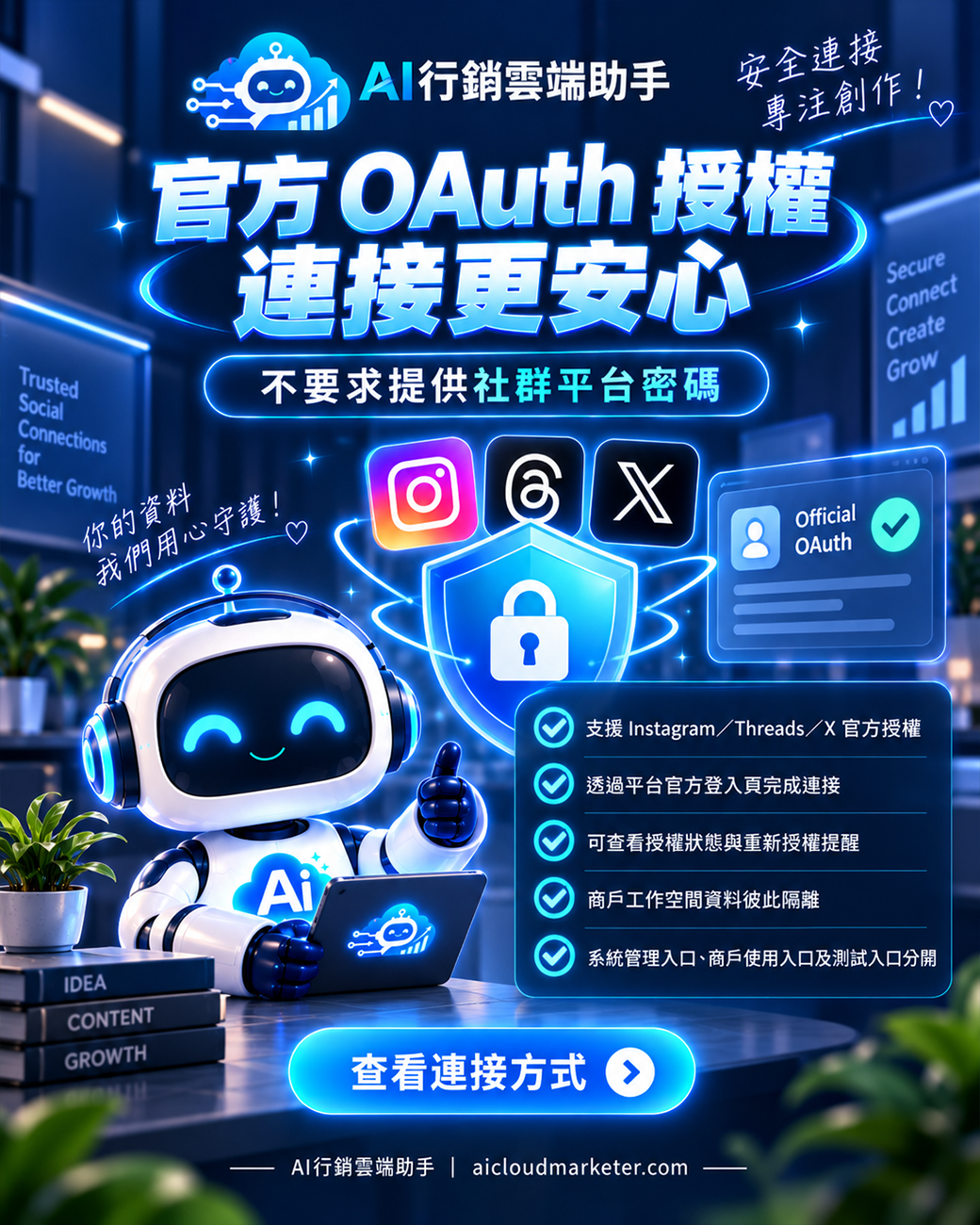 Instagram 與 Threads 透過 Meta 官方 OAuth 授權連結帳號